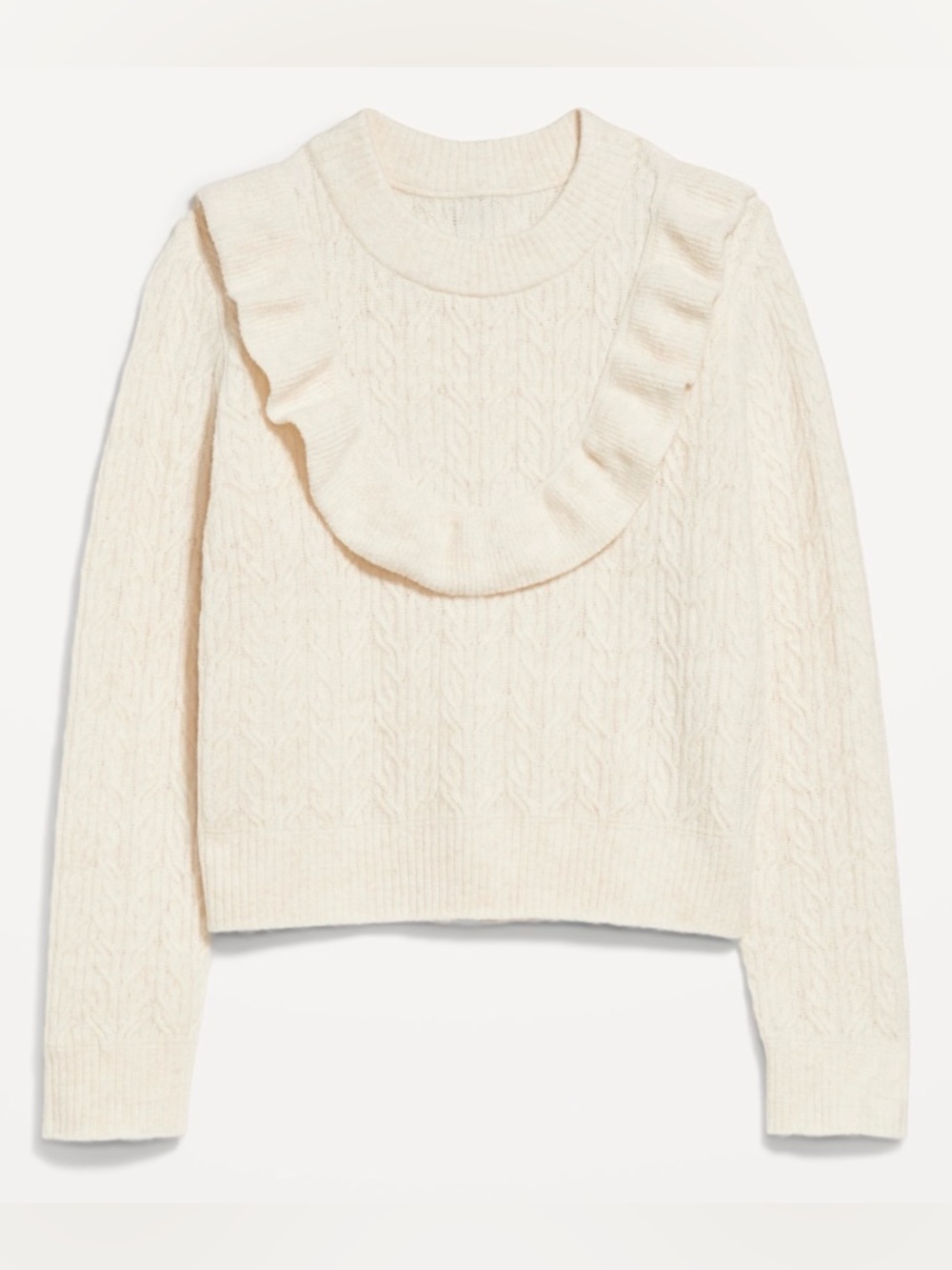 Old Navy Women Wool-Blend Cropped Ruffle Sweater (Size: L)